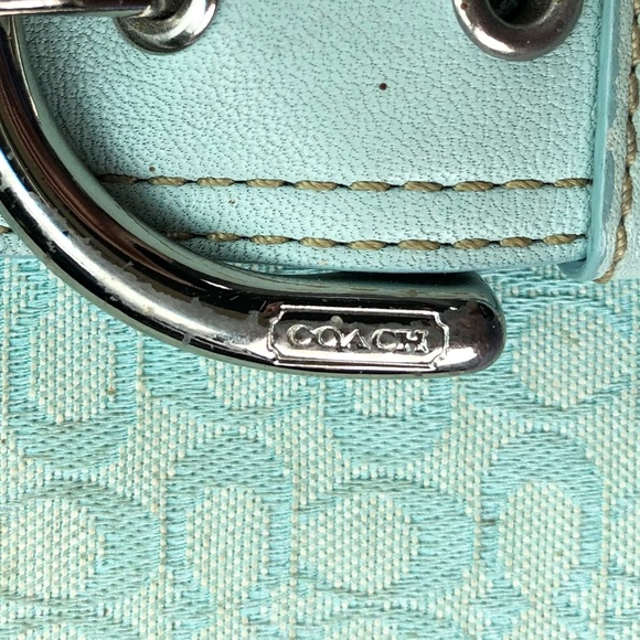 COACH Signature Canvas Mint Green Wallet - Picture 2 of 9